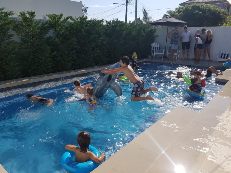 kids playing in pool